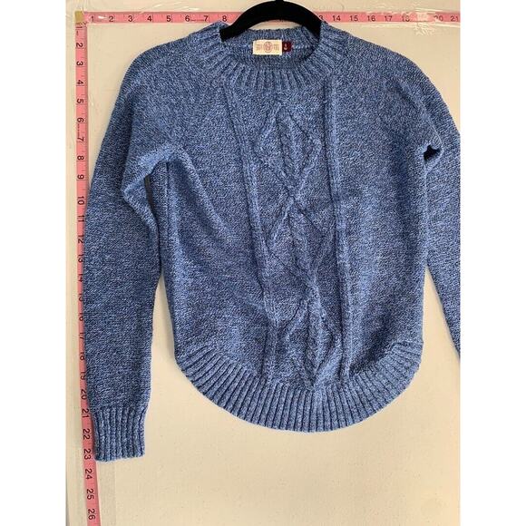 Womens Blue Cable Knit Sweater By So. Size S Long Sleeve - Picture 5 of 5